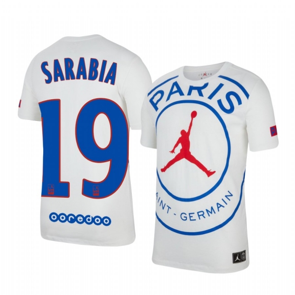 Paris Saint-Germain Pablo Sarabia Men's White Game Jersey 2020-21