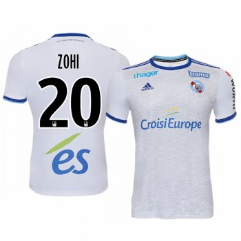 Kevin Zohi Strasbourg 19-20 White Away Replica Jersey Men's