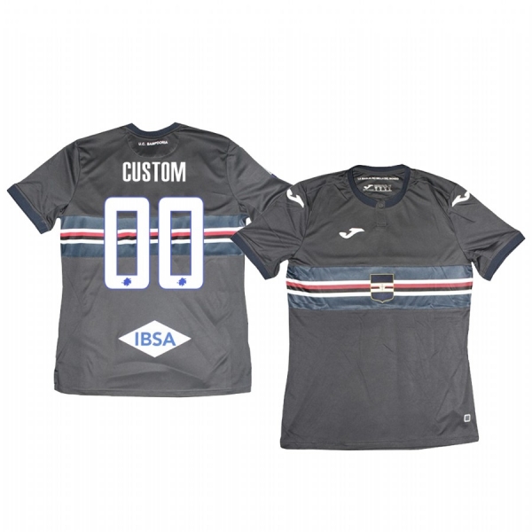 Custom Sampdoria 19-20 Third Men's Black Short Sleeve Jersey