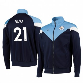 David Silva Manchester City Navy Iconic MCS Track Full-Zip Jacket