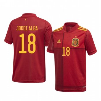 Youth Jordi Alba Spain UEFA Euro 2020 Home Red Authentic Jersey