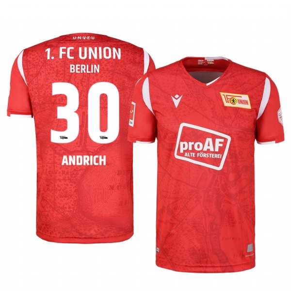 Union Berlin Robert Andrich Men's Red 100th Anniversary Short Sleeve Jersey 2020