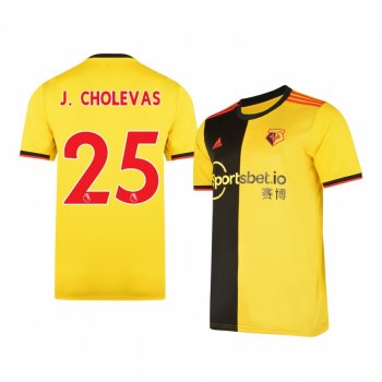 Men's José Holebas Watford Home Short Sleeve Jersey 19-20