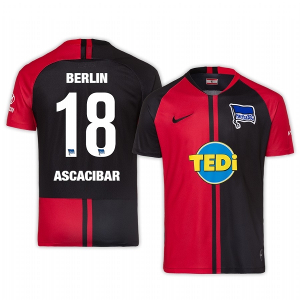 Santiago Ascacibar Hertha BSC 19-20 Away Men's Red Black Short Sleeve Jersey