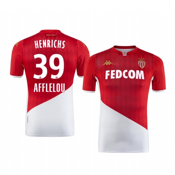 Benjamin Henrichs AS Monaco 19-20 Home Men's Red White Short Sleeve Jersey