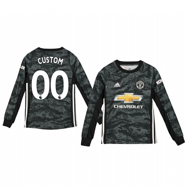 Youth 19-20 Manchester United Custom Dark Grey Away Goalkeeper Jersey Youth