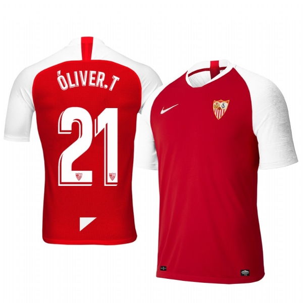 Youth Oliver Torres Sevilla 19-20 Away Red Short Sleeve Jersey