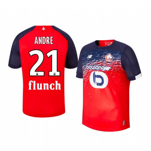 Youth Lille OSC Benjamin Andre Red Home Short Sleeve Jersey 19-20