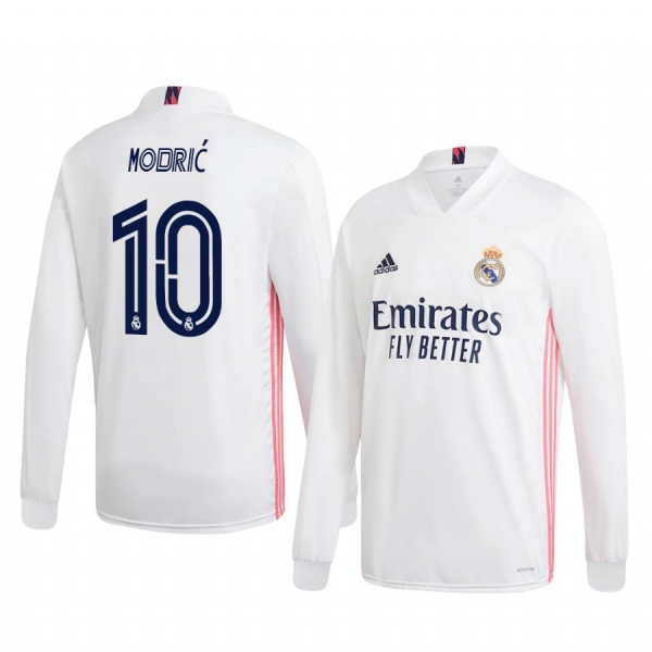 Luka Modrić Real Madrid 2020-21 Home Men's White Long Sleeve Jersey