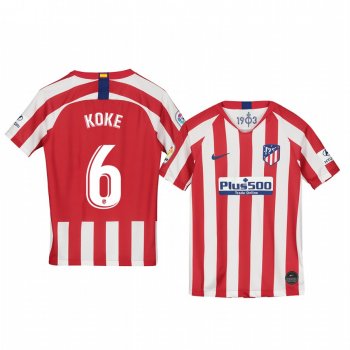 Youth Koke Atletico de Madrid 19-20 Home Red White Official Short Sleeve Jersey