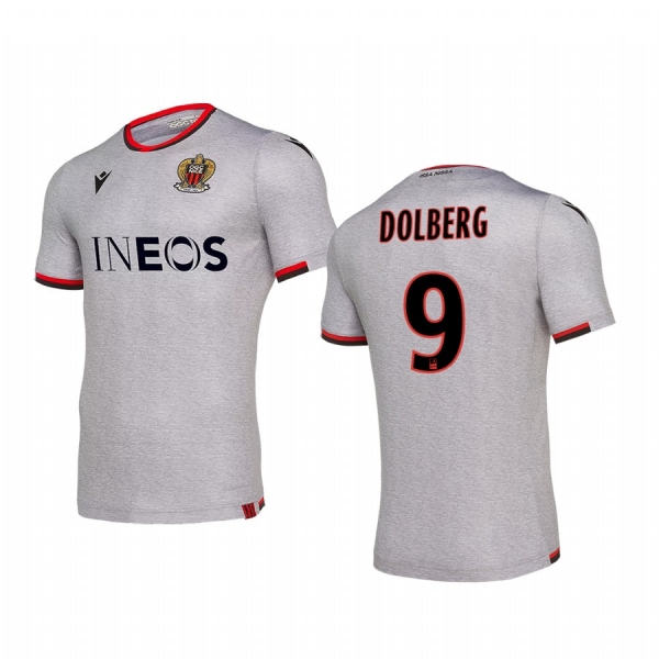 Youth OGC Nice Kasper Dolberg Grey Away Short Sleeve Jersey 19-20