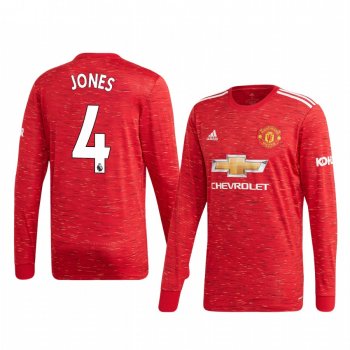 Phil Jones Manchester United 2020 Home Men's Red Long Sleeve Jersey