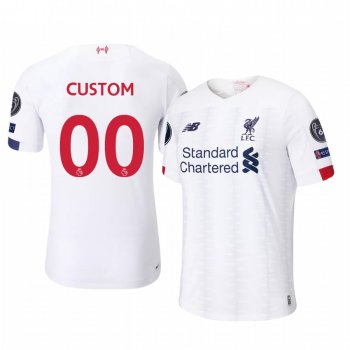 Custom Liverpool 2020 UEFA Champion League Away Men's White Short Sleeve Jersey