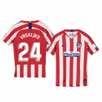 Youth Sime Vrsaljko Atletico de Madrid 19-20 Home Red White Official Short Sleeve Jersey