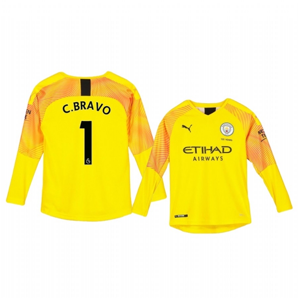 Youth 19-20 Manchester City Claudio Bravo Yellow Third Goalkeeper Jersey