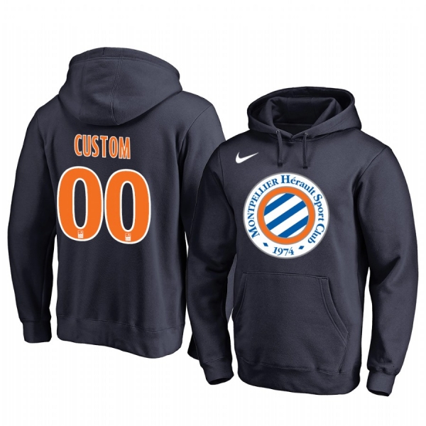 Custom Montpellier HSC Team Logo Navy Iconic Pullover Hoodie