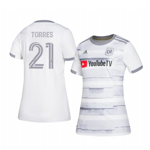 Women's Christian Torres Los Angeles FC 2020-21 Away Replica Short Sleeve White Jersey