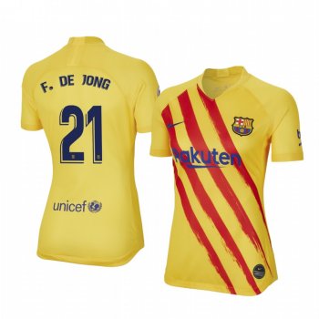 Women's Frenkie de Jong Barcelona Fourth Yellow Short Sleeve Jersey