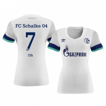 Women's Schalke 04 Mark Uth White Away Jersey 19-20