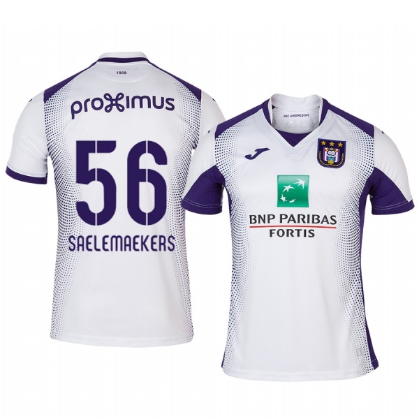 Alexis Saelemaekers Anderlecht 19-20 Away Men's White Short Sleeve Jersey