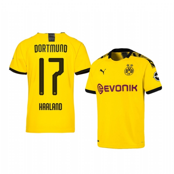 Youth Erling Haaland Borussia Dortmund 19-20 Home Yellow Official Short Sleeve Jersey