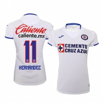 Women's Elias Hernandez Cruz Azul 19-20 White Away Short Sleeve Jersey