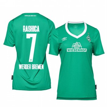 Women's Werder Bremen Milot Rashica Green Home Short Sleeve Jersey 19-20