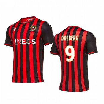 Youth OGC Nice Kasper Dolberg Red Black Home Short Sleeve Jersey 19-20