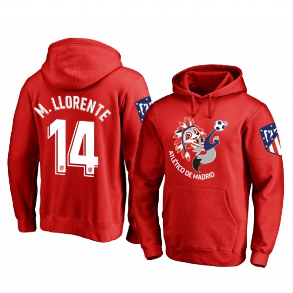 Marcos Llorente Atletico de Madrid Red Team Logo Pullover Hoodie