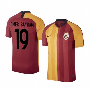 Omer Bayram Galatasaray 19-20 Red Yellow Home Men's Short Sleeve Jersey