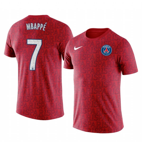 Men's Kylian Mbappe Paris Saint-Germain Pre-Match Iconic Logo Short Sleeve T-shirt