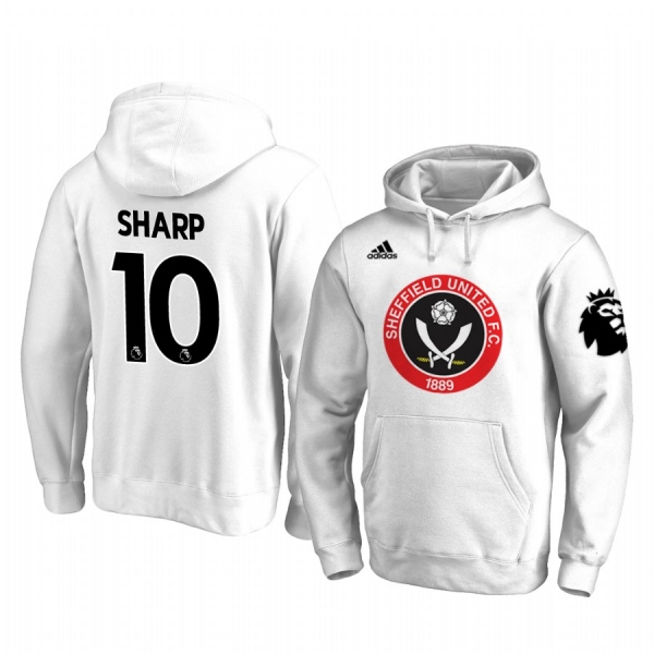 Billy Sharp Sheffield United Team Logo White Iconic Pullover Hoodie