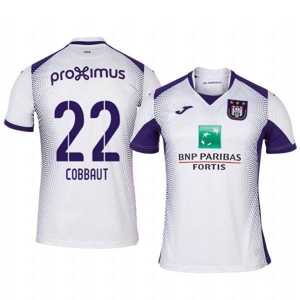 Elias Cobbaut Anderlecht 19-20 Away Men's White Short Sleeve Jersey