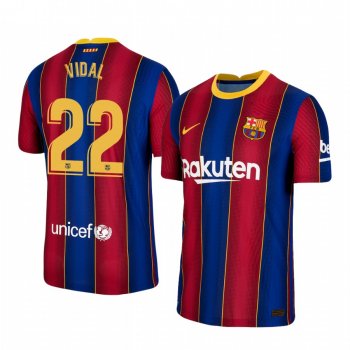 Barcelona Arturo Vidal Home Men's Authentic Short Sleeve Blue Red Jersey 2020-21