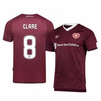 Heart of Midlothian Sean Clare Men's 19-20 Home Replica Short Sleeve Jersey