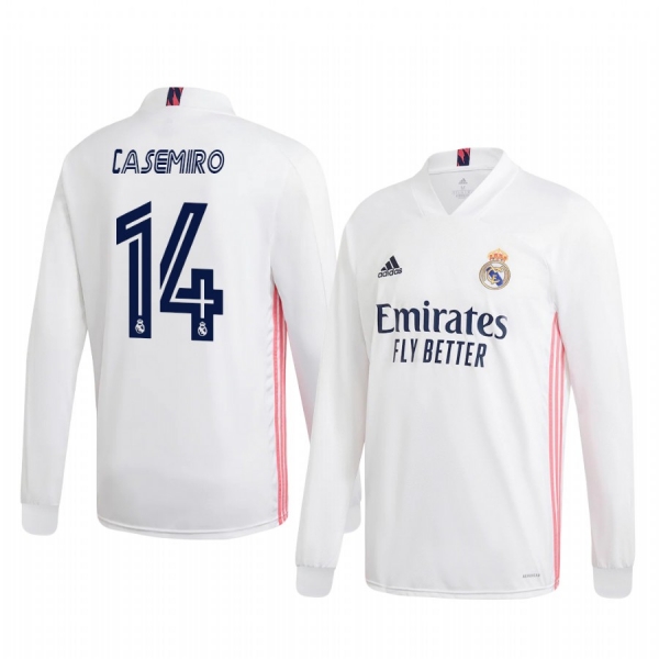 Casemiro Real Madrid 2020-21 Home Men's White Long Sleeve Jersey