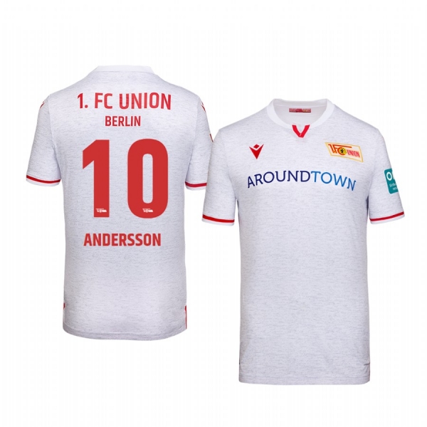 Youth Union Berlin Sebastian Andersson White Away Short Sleeve Jersey 19-20