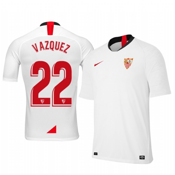 Youth Franco Vazquez Sevilla 19-20 Home White Short Sleeve Jersey