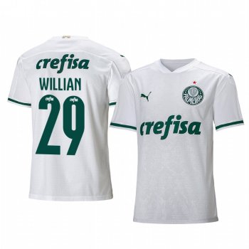 SE Palmeiras Willian Men's White Away Short Sleeve Jersey 2020-21