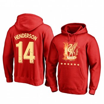 Jordan Henderson Liverpool We Won It Six Times Red Iconic Logo Pullover Hoodie