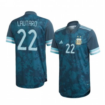 Argentina National Team Lautaro Martínez Men's Blue Away Official Jersey 2020