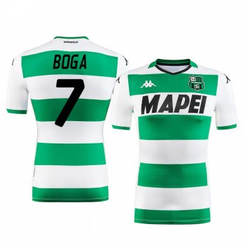 Jeremie Boga U.S. Sassuolo Calcio 2019-20 White Green Away Men's Short Sleeve Jersey