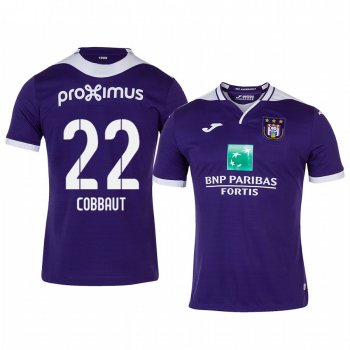 Elias Cobbaut Anderlecht 19-20 Home Men's Purple Short Sleeve Jersey