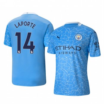 Aymeric Laporte Manchester City 2020-21 Home Replica Short Sleeve Blue Jersey