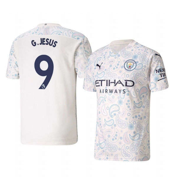 Gabriel Jesus Manchester City 2020-21 Third Men's White Short Sleeve Jersey