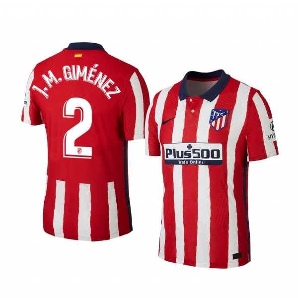 Atletico de Madrid Jose Gimenez Men's Red Home Short Sleeve Jersey 2020-21