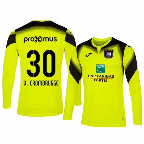 Hendrik Van Crombrugge Anderlecht 19-20 Goalkeeper Men's Yellow Long Sleeve Jersey