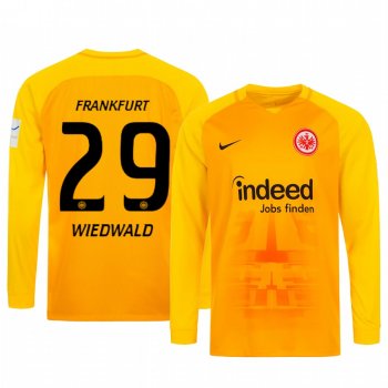 19-20 Eintracht Frankfurt Felix Wiedwald Orange Goalkeeper Long Sleeve Jersey Men's