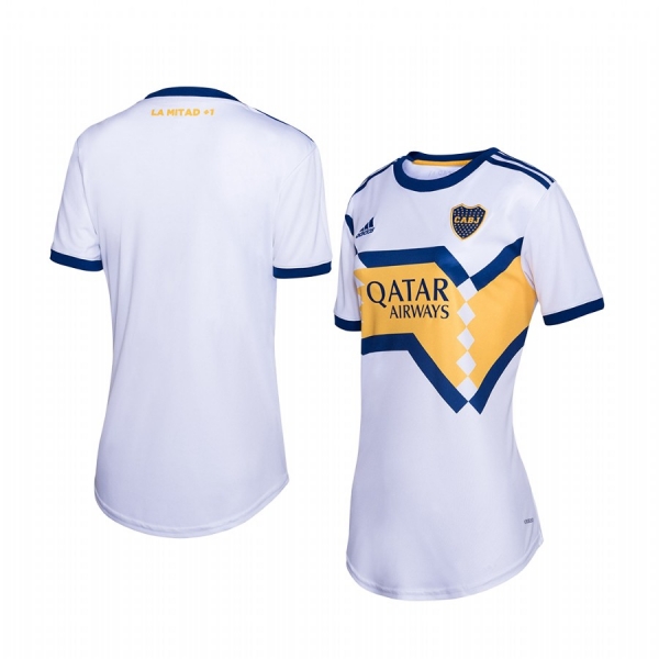 Women's Boca Juniors White Away Short Sleeve Jersey 19-20