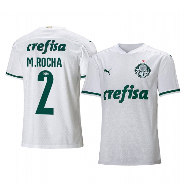 SE Palmeiras Marcos Rocha Men's White Away Short Sleeve Jersey 2020-21